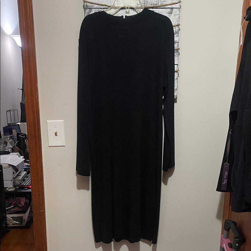 Ming Wang Elegant Black Long Sleeve Dress